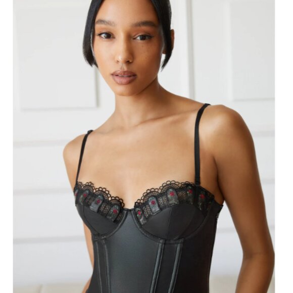 NWT Savage X Fenty Renaissance Rose Faux Leather Corset Dress  - XS - Picture 3 of 5